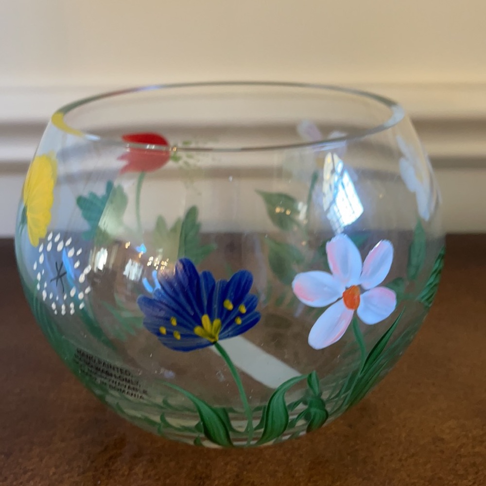 NEW Hand Painted Glass Bowl